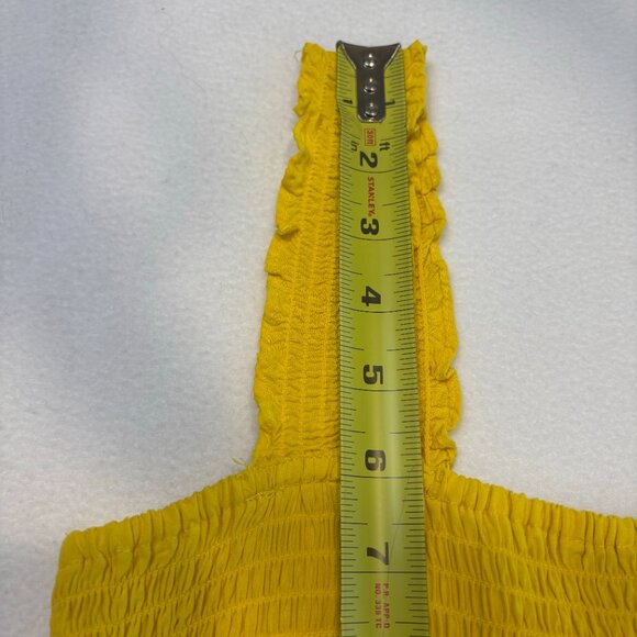 Elodie Women Tank Top Yellow Smocked Square Neck Peplum Medium Excellent - Picture 8 of 10